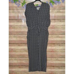 Chic Max Studio Black Polka Dot Sleeveless Wide Leg Jumpsuit Size 2X Zip Front